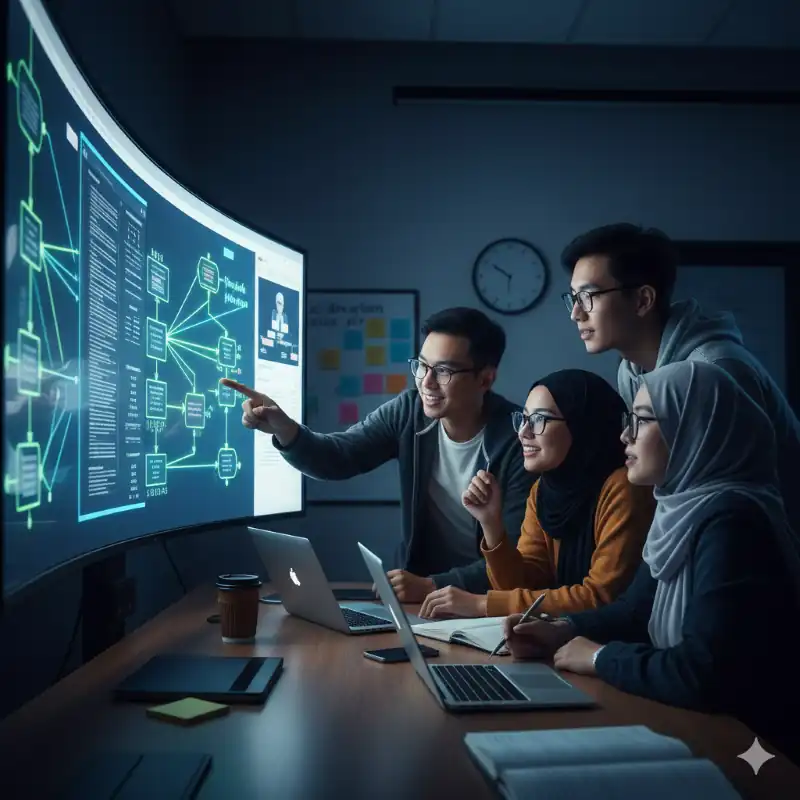 Mahasiswa sedang coding